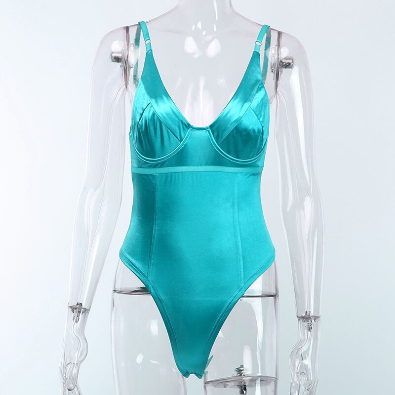 V-Neck Satin-Finish Bodysuit