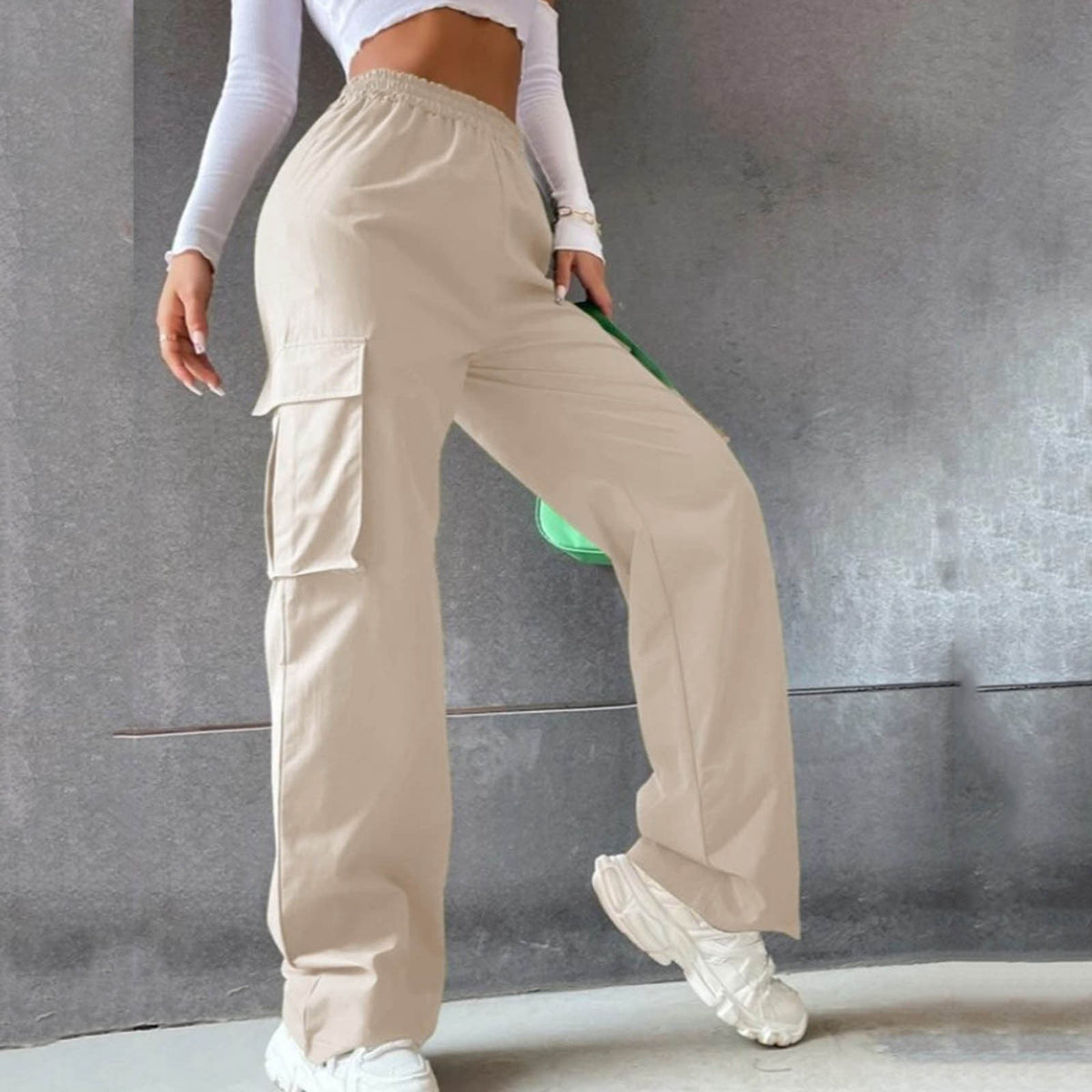 Elastic-Waist Wide-Leg Pants