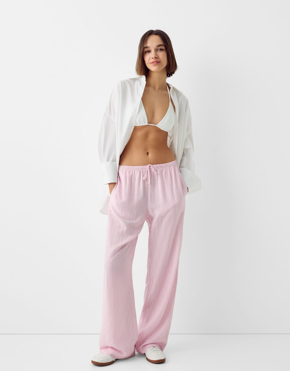 Pinstripe Pull-On Pants