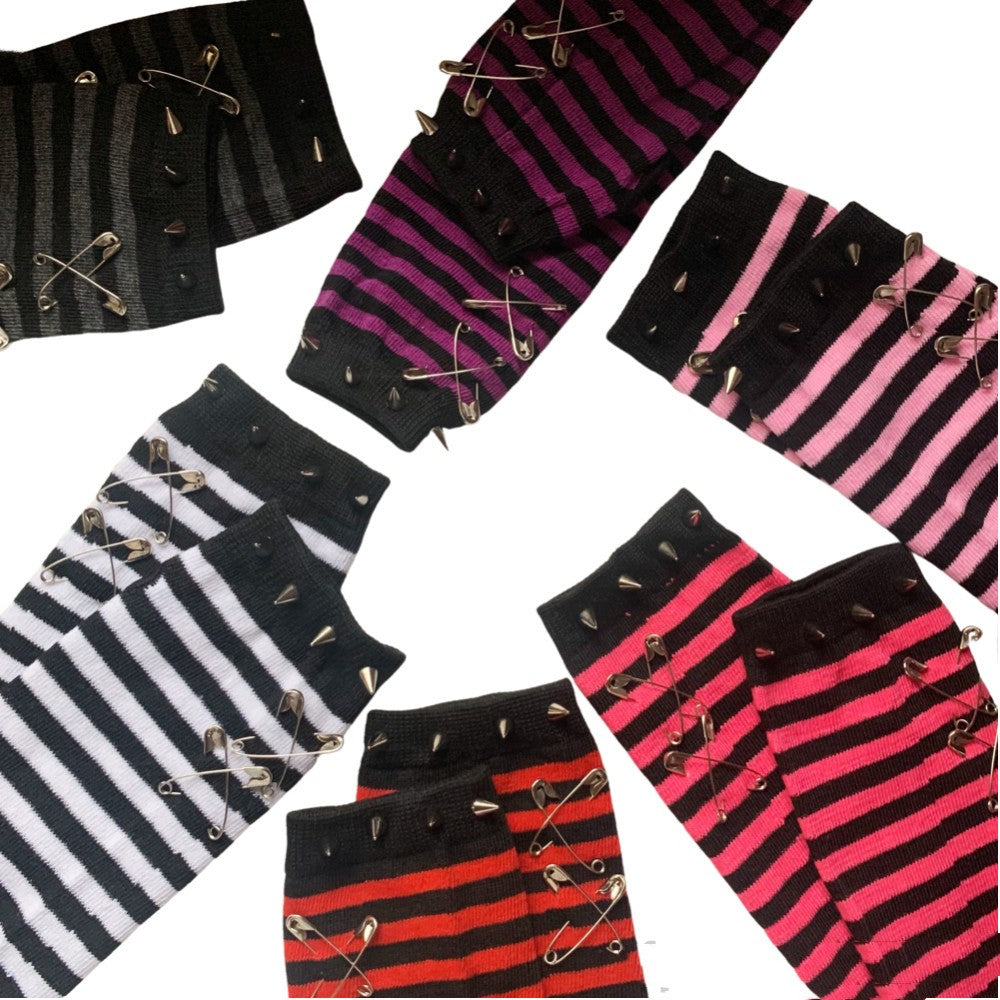 Striped Safety-Pin Arm Warmers