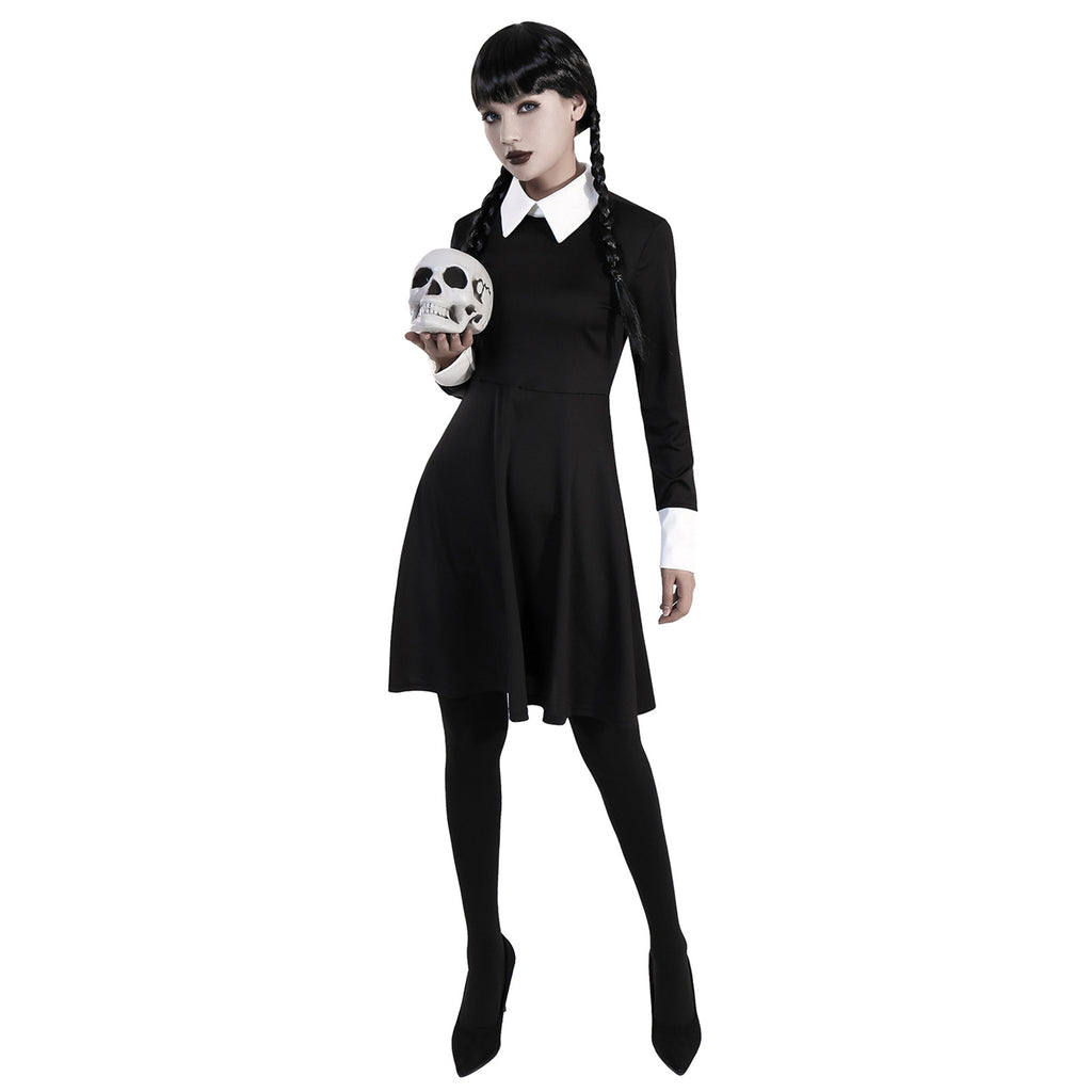Contrast-Collar Skater Dress