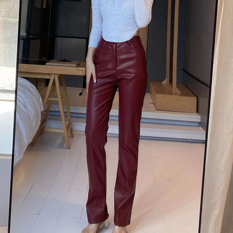 High-Waist Faux-Leather Pants