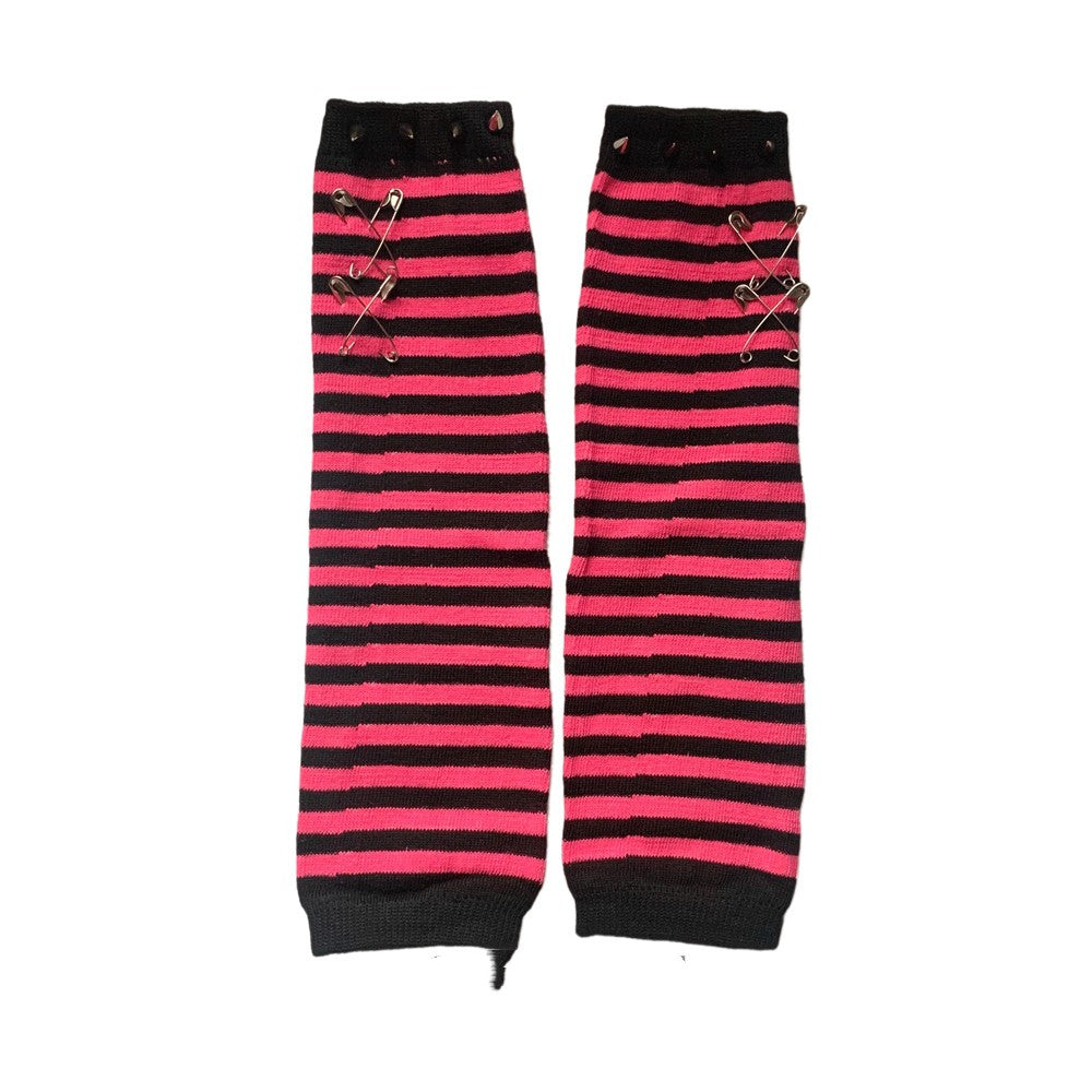 Striped Safety-Pin Arm Warmers