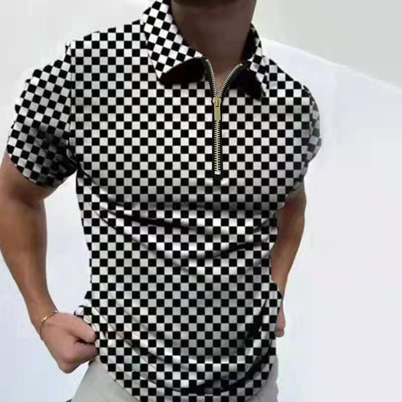 Printed Zip-Neck Polo