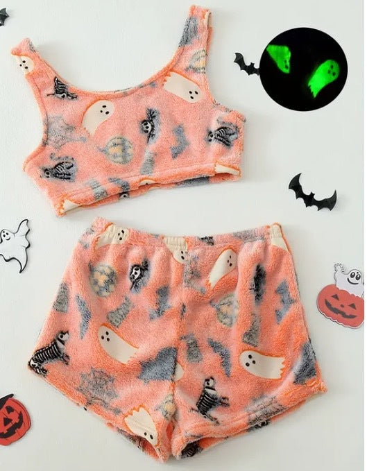 Halloween Print Tank & Shorts Pajama Set