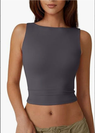 High-Neck Sleeveless Crop Top