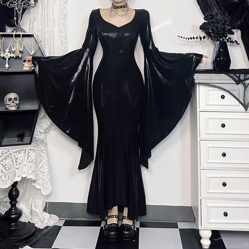Bell-Sleeve Cutout Maxi Dress