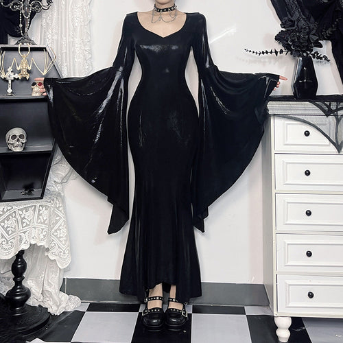 Bell-Sleeve Cutout Maxi Dress