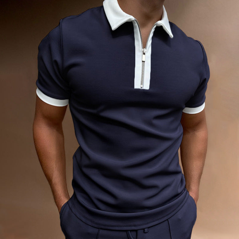 Printed Zip-Neck Polo