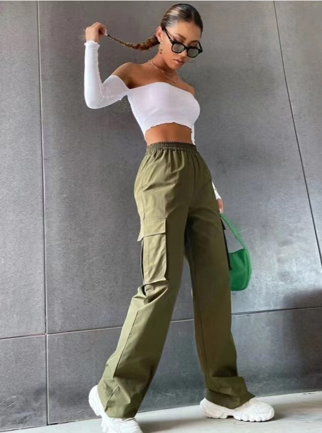 Elastic-Waist Wide-Leg Pants