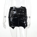 Glossy Lace-Up Mini Skirt