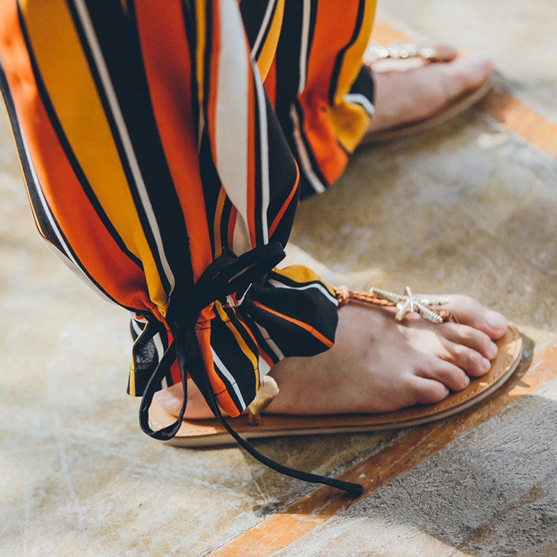 Striped Wide-Leg Pants