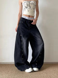 Eyelet Curved-Leg Jeans