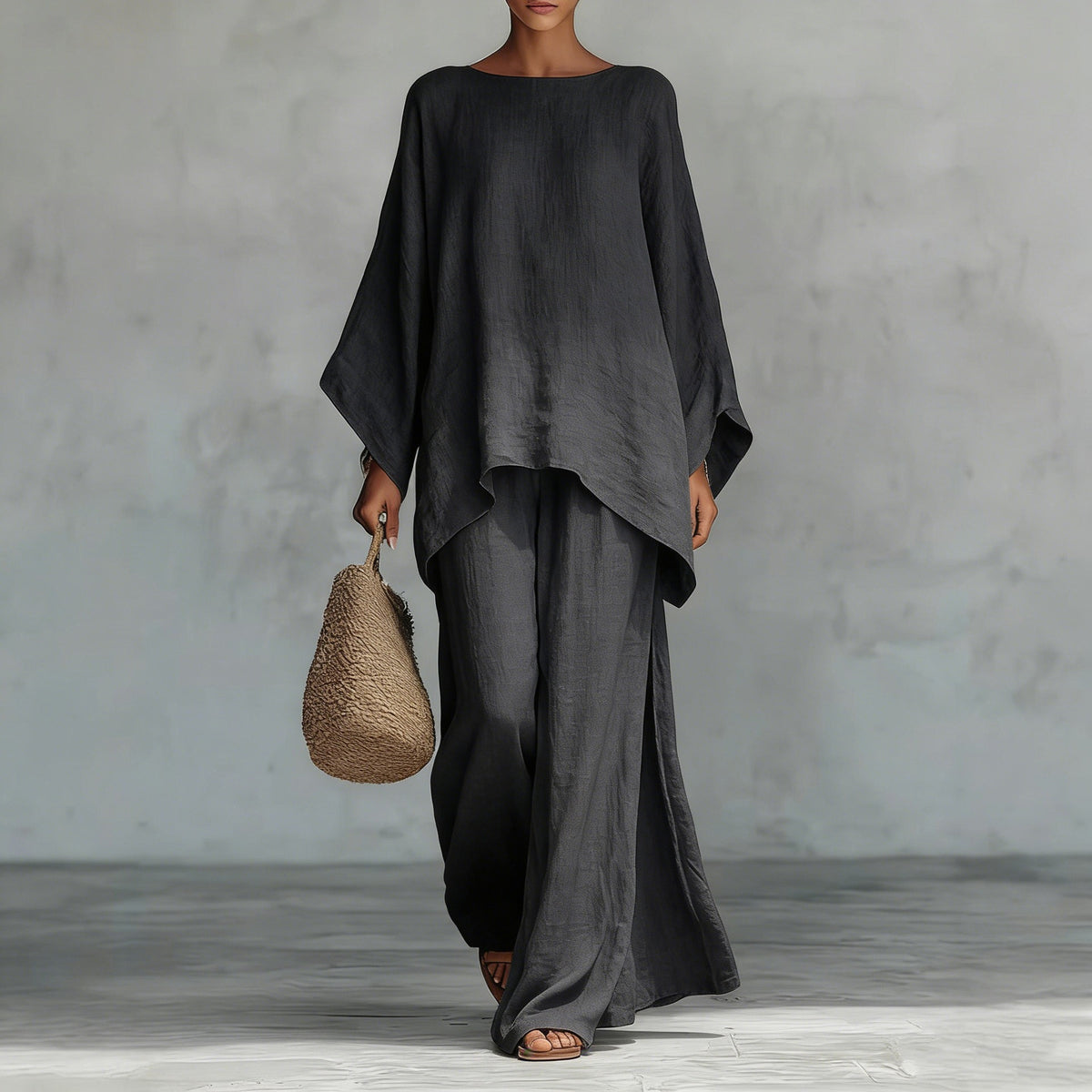 Relaxed Wide-Leg Pants Set