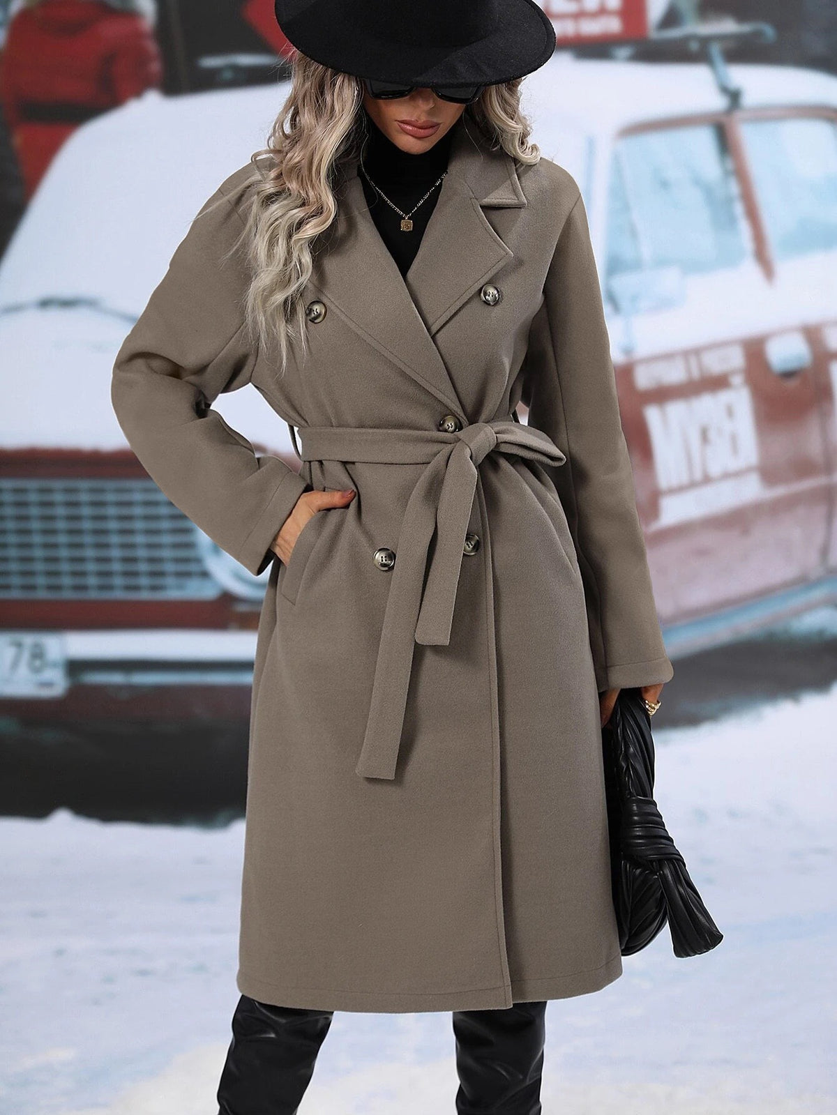 Double-Breasted Belted Coat