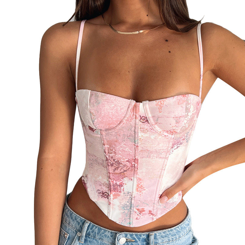 Floral-Print Corset Cami