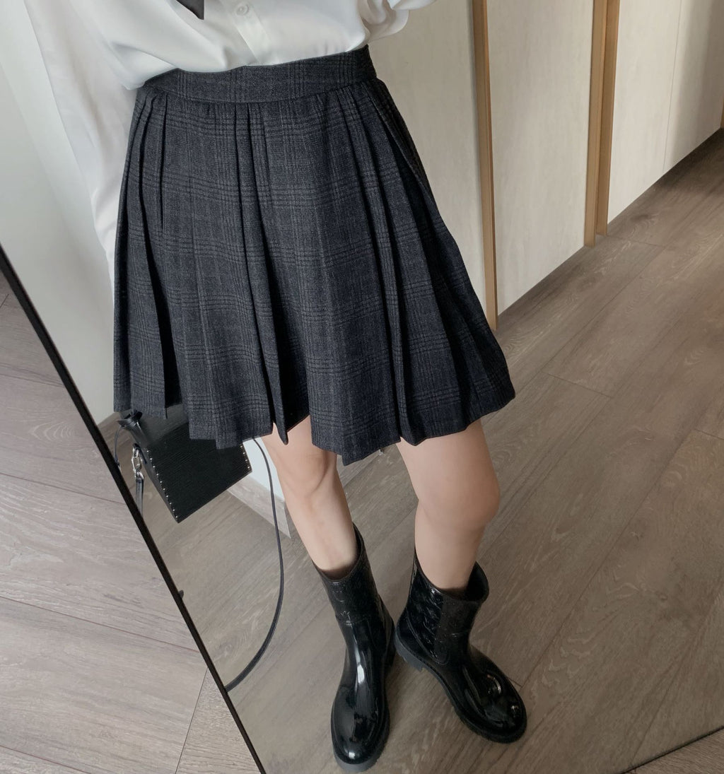 Pleated Plaid Mini Skirt