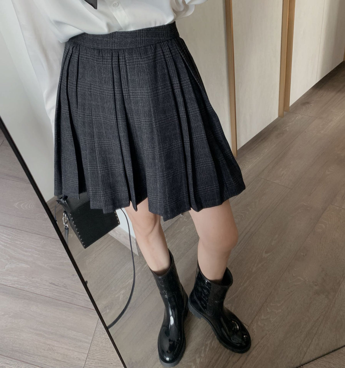 Pleated Plaid Mini Skirt