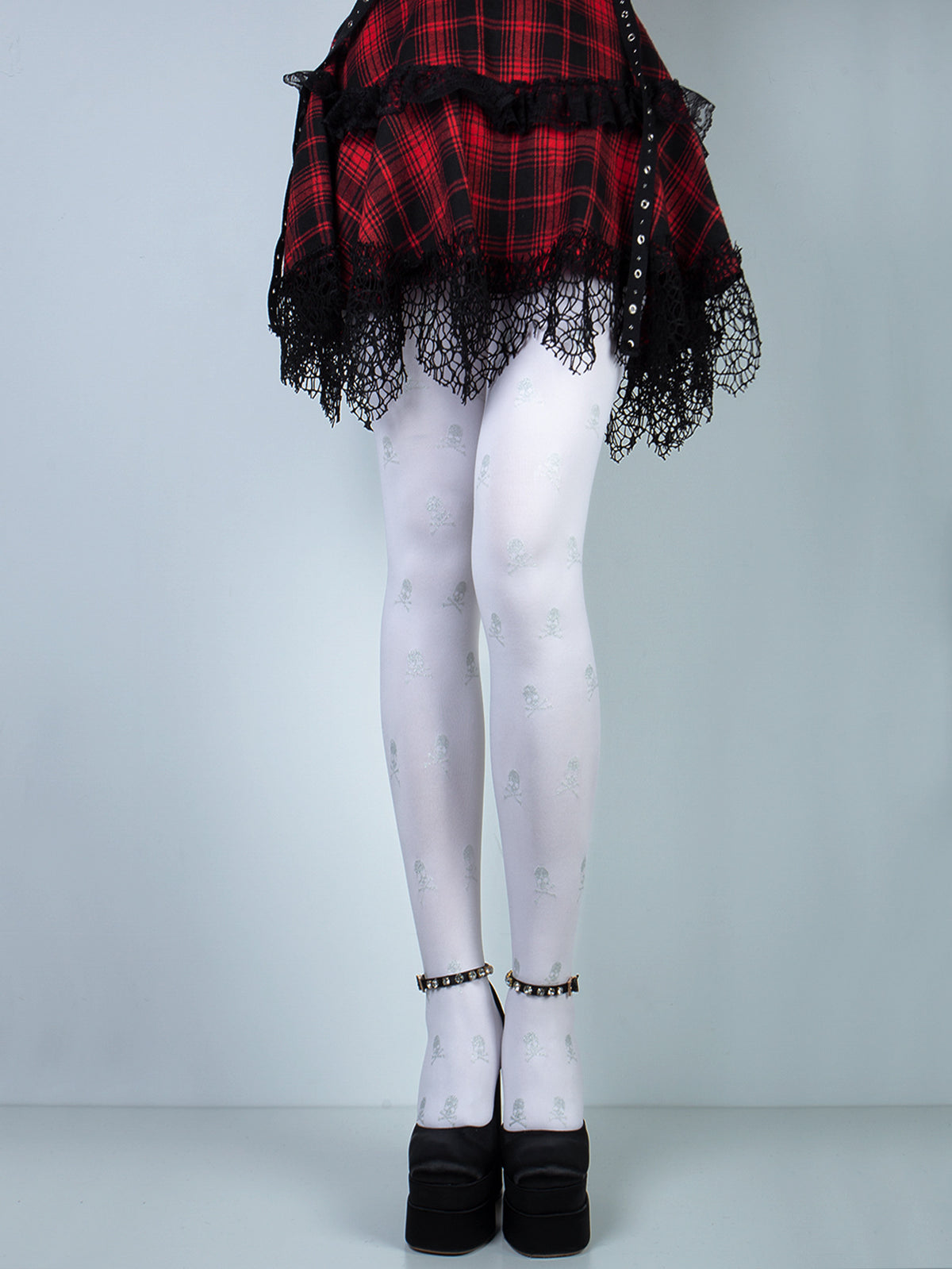 Skull-Print Sheer Tights