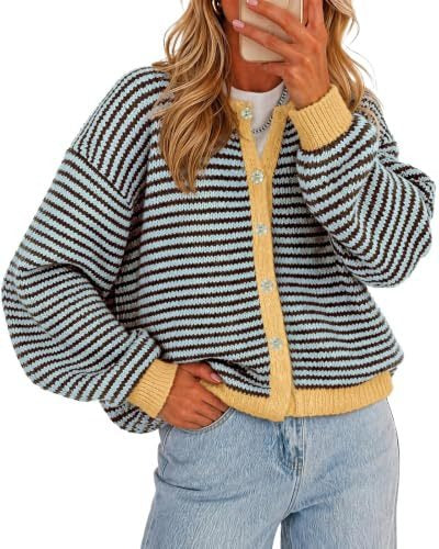 Striped Button Cardigan