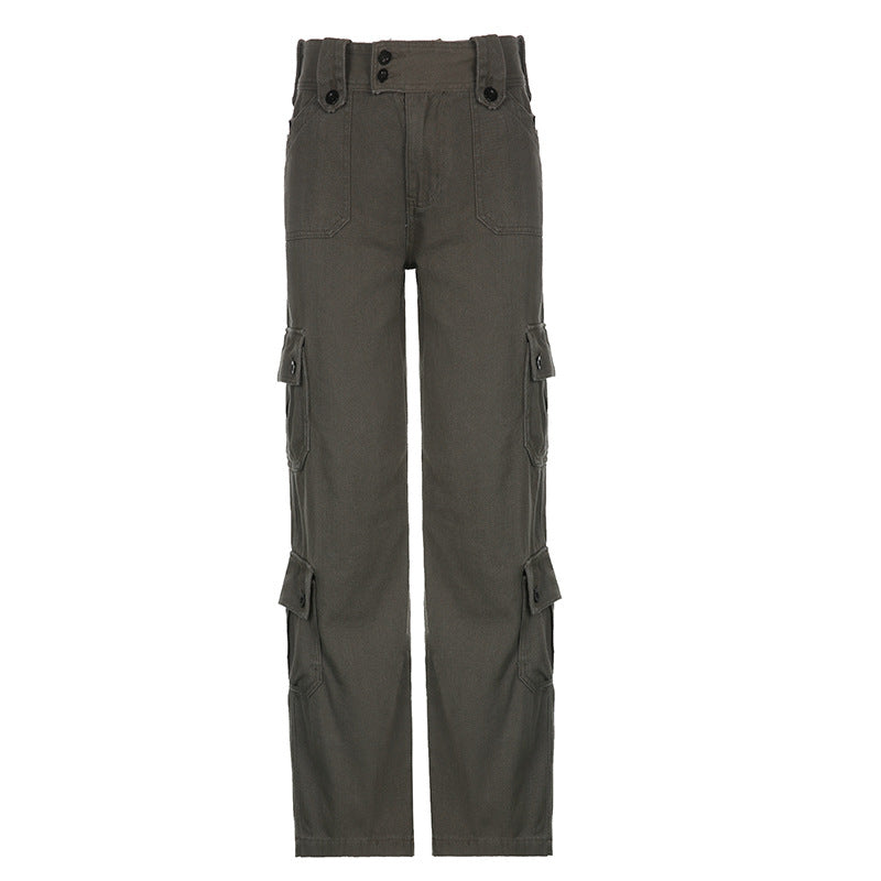 Washed High-Waisted Straight-Leg Jeans