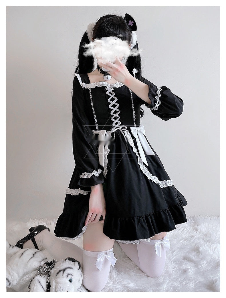 Lace-Trim Corset-Laced Dress