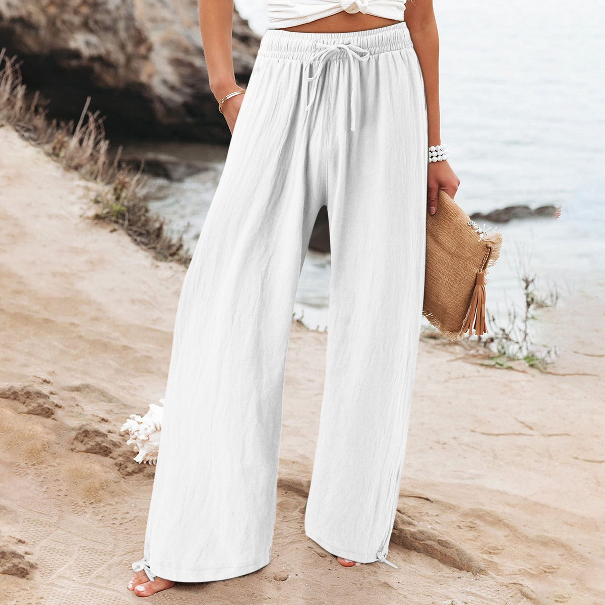 Drawstring Wide-Leg Pants