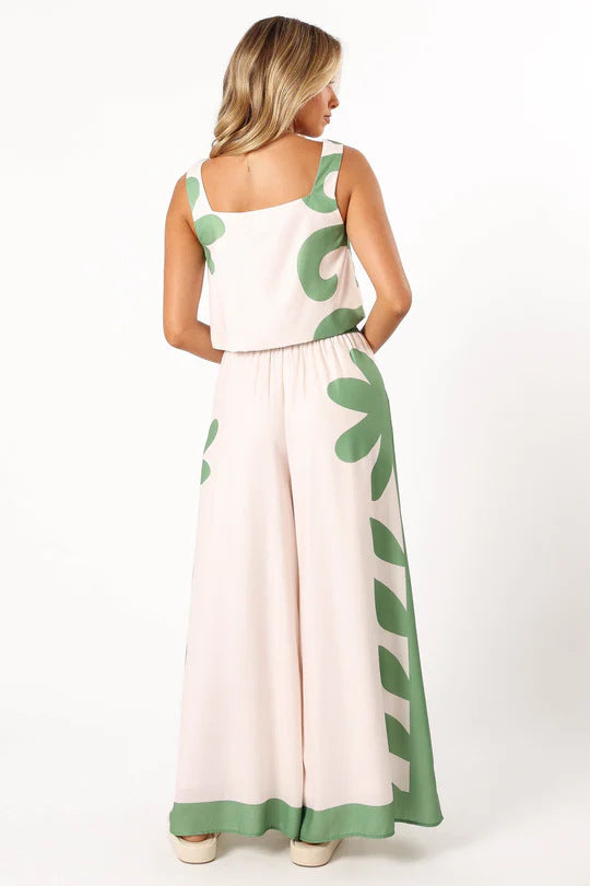 Printed Wide-Leg Two-Piece Set