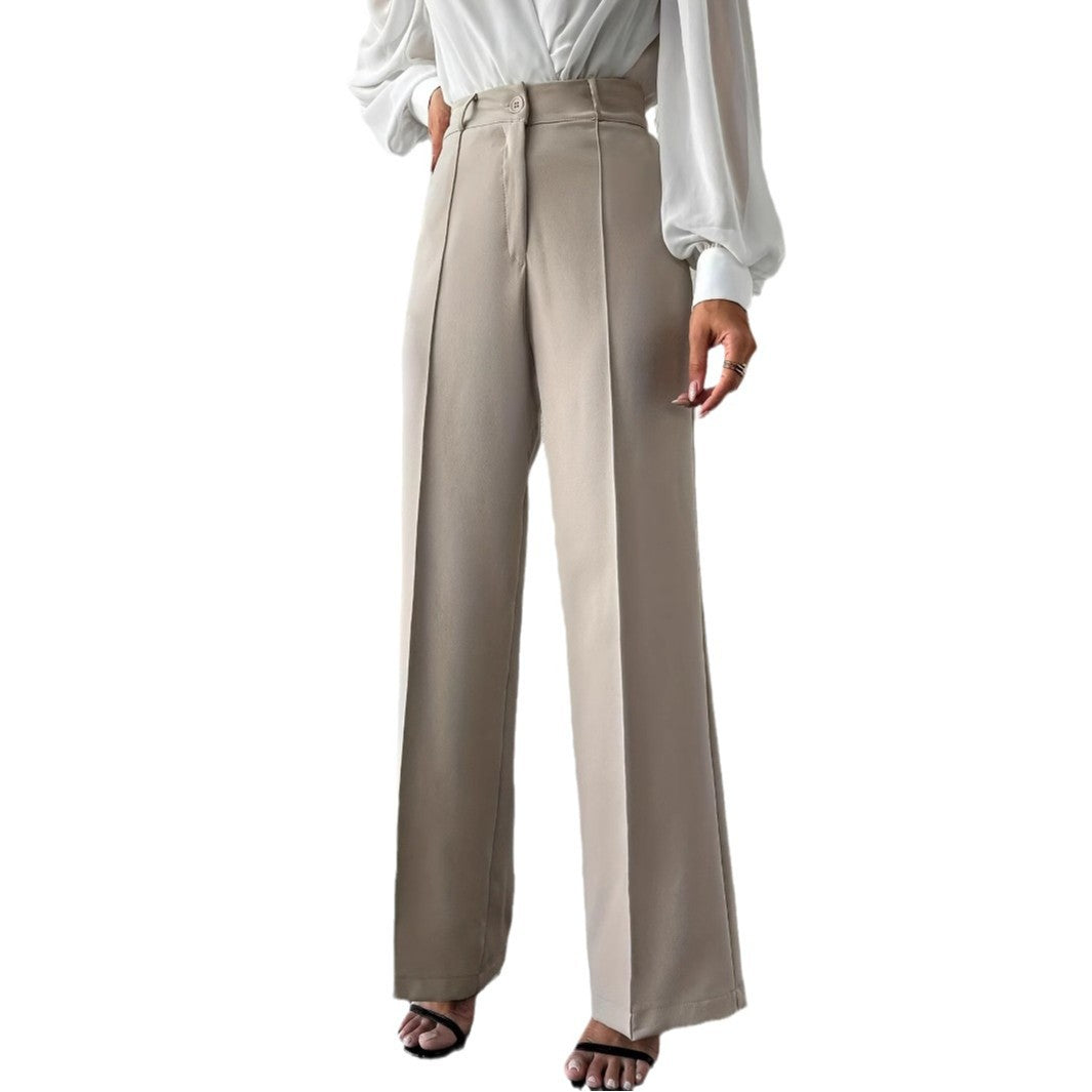 High-Waisted Straight-Leg Trousers