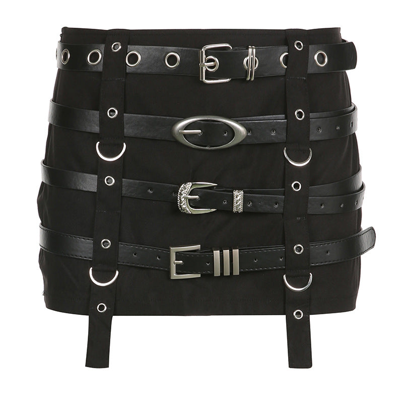 Multi-Buckle Mini Skirt