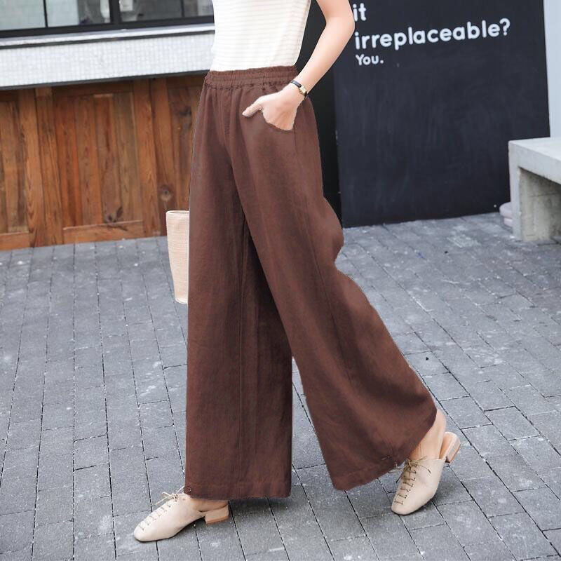 Relaxed Pull-On Wide-Leg Pants