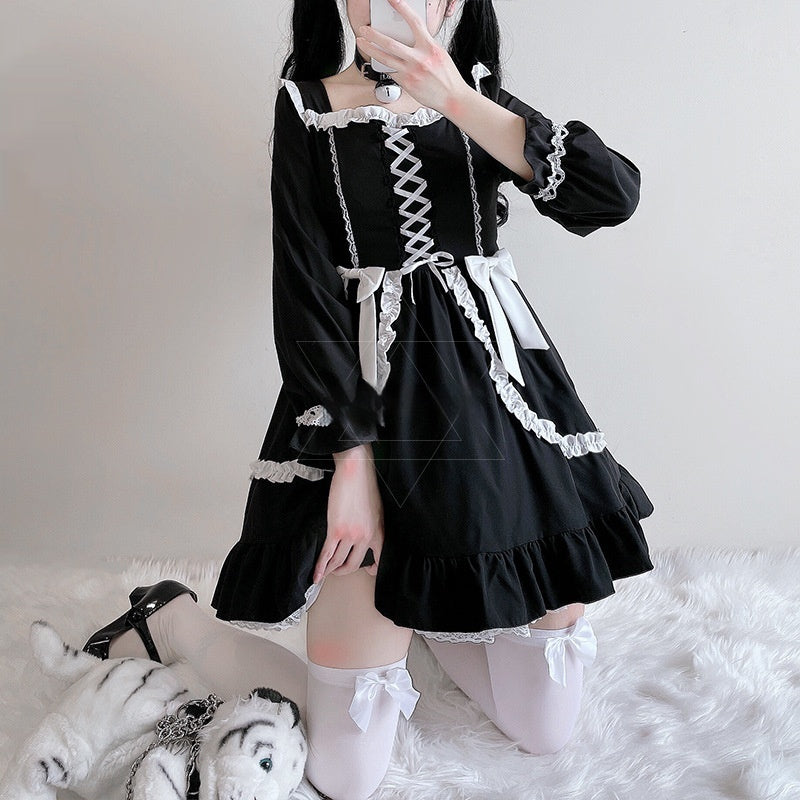 Lace-Trim Corset-Laced Dress