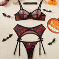 Halloween-Print Mesh Lingerie Set