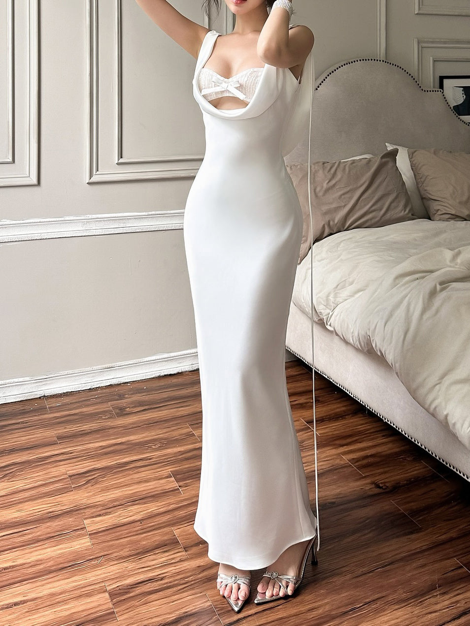 Backless Cutout Satin Dress