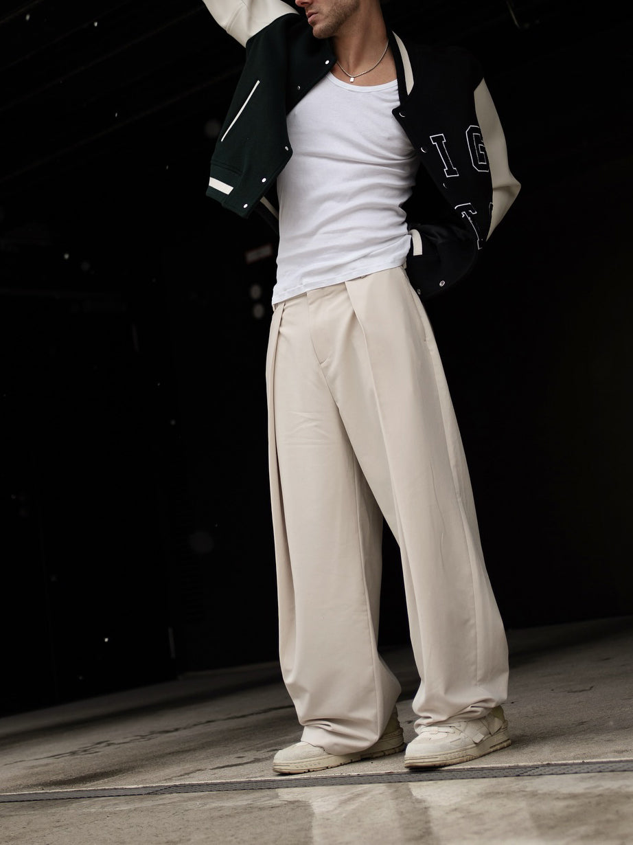 High-Waisted Pleated Trousers