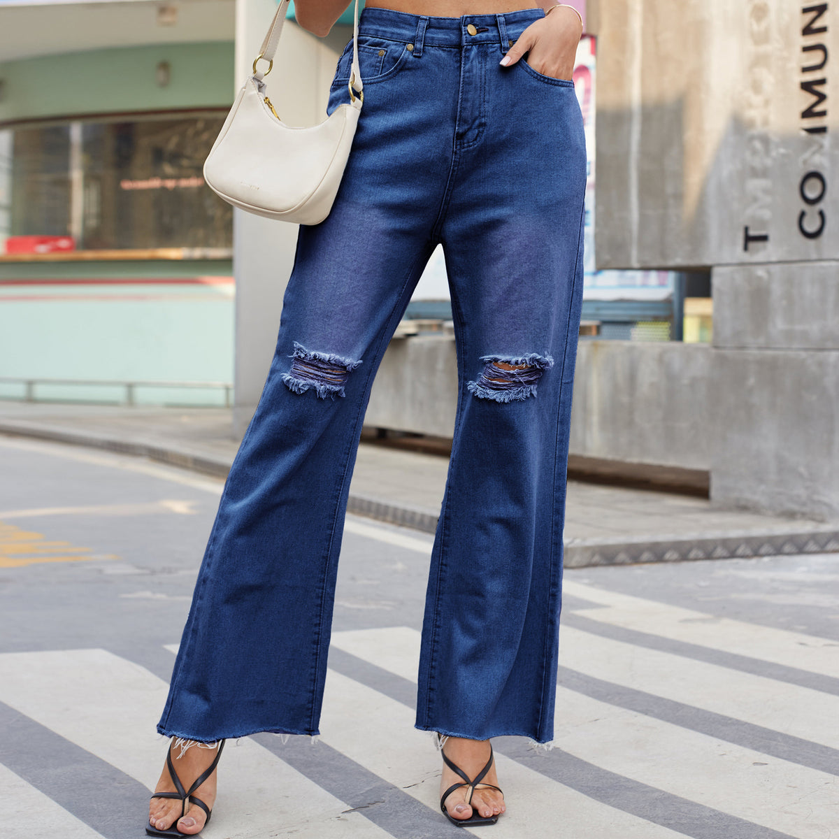 Ripped Wide-Leg Jeans