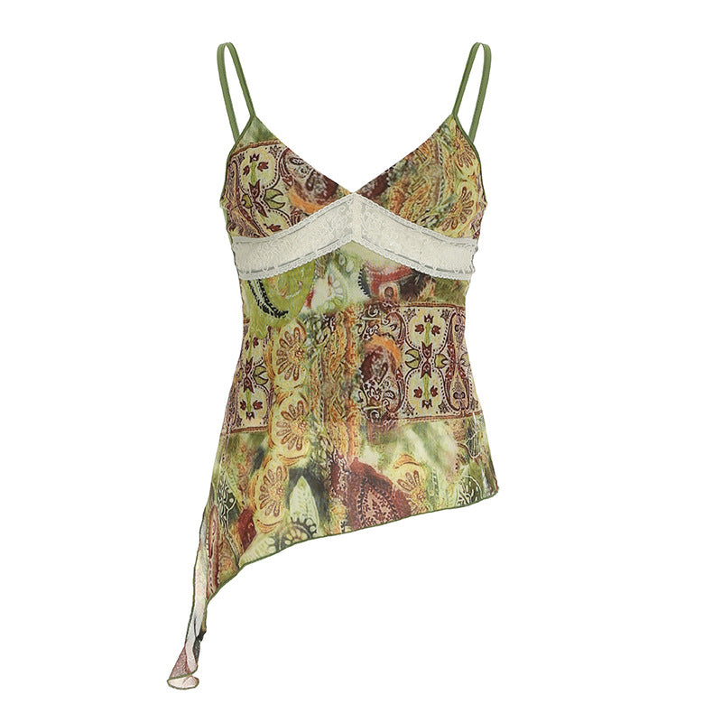 Paisley Lace-Trim Cami