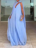 Pleated Maxi Dress & Cape Set