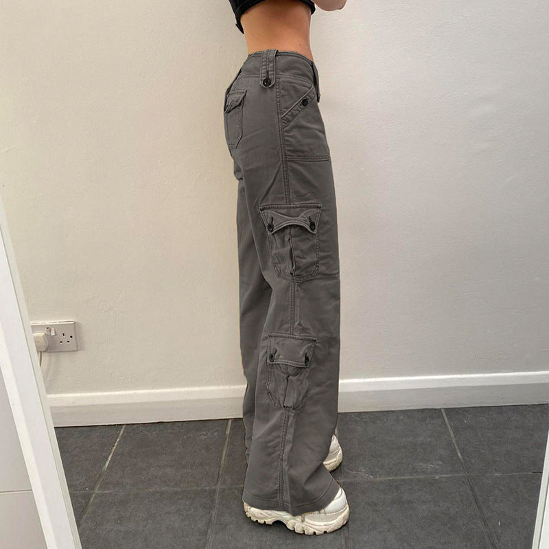 Washed High-Waisted Straight-Leg Jeans