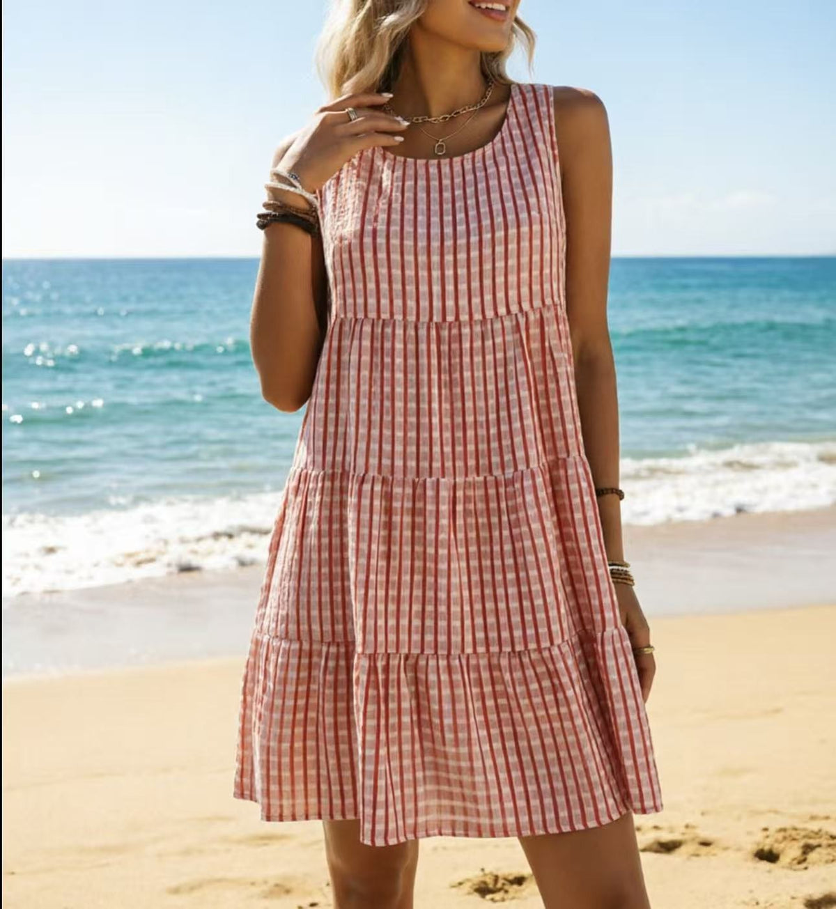 Tiered Sleeveless Mini Dress