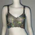 Rhinestone Metallic-Effect Crop Top