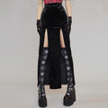 Lace-Panel Double-Slit Maxi Skirt