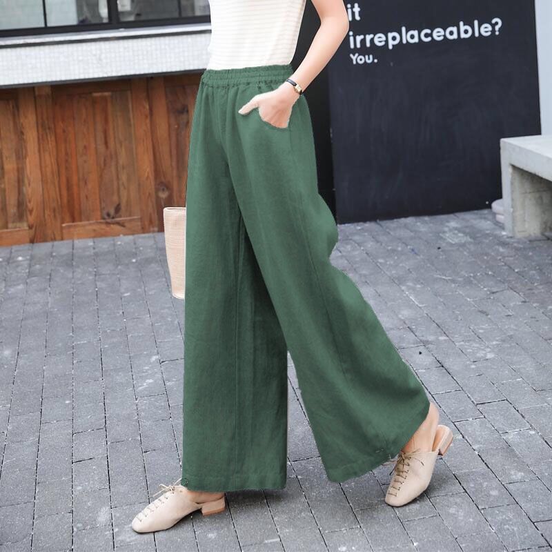 Relaxed Pull-On Wide-Leg Pants
