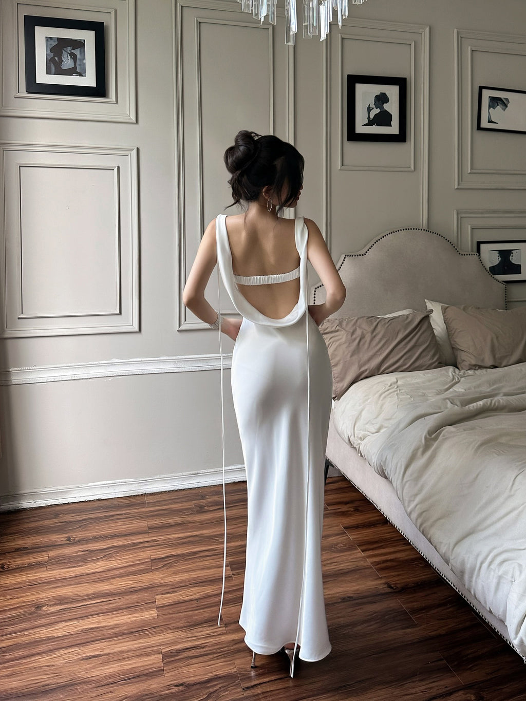 Backless Cutout Satin Dress