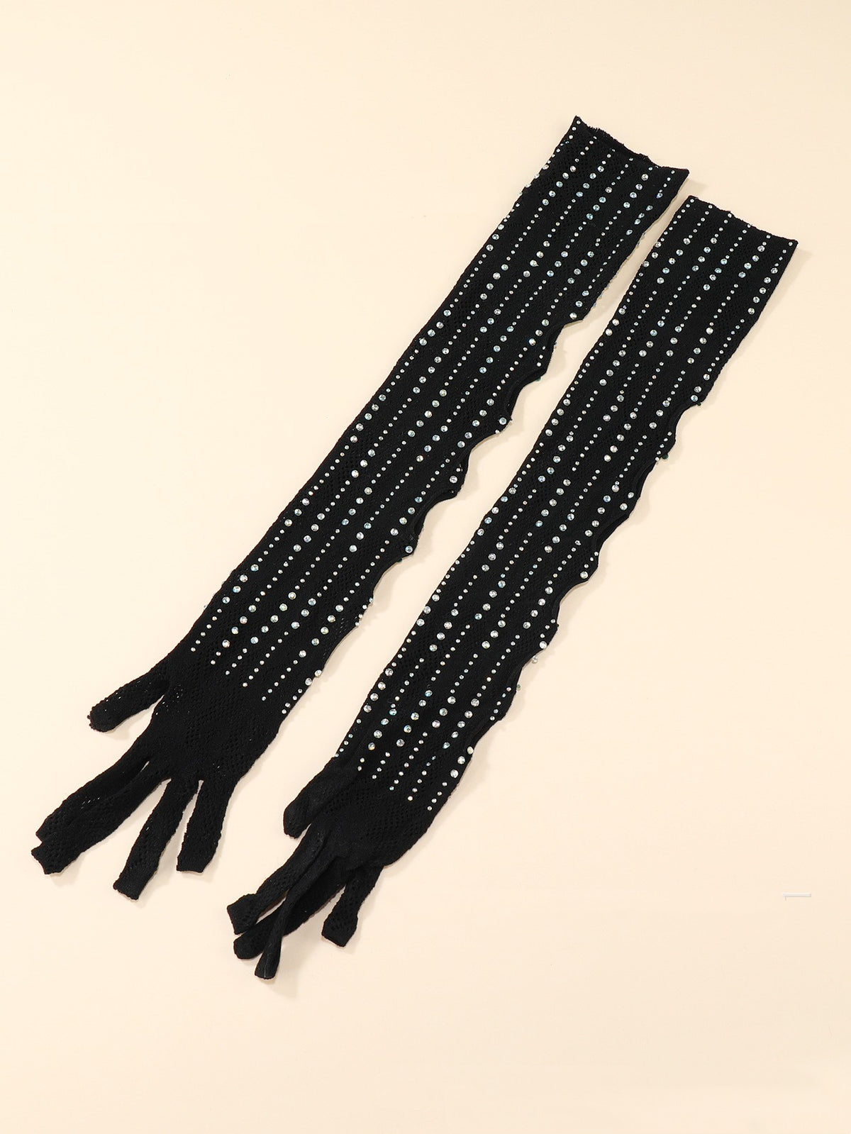 Cutout Floral-Mesh Long Gloves