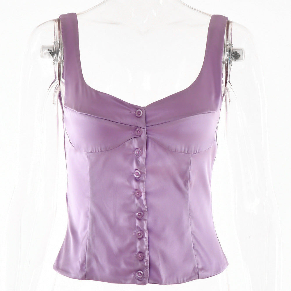 Square-Neck Button-Front Cami