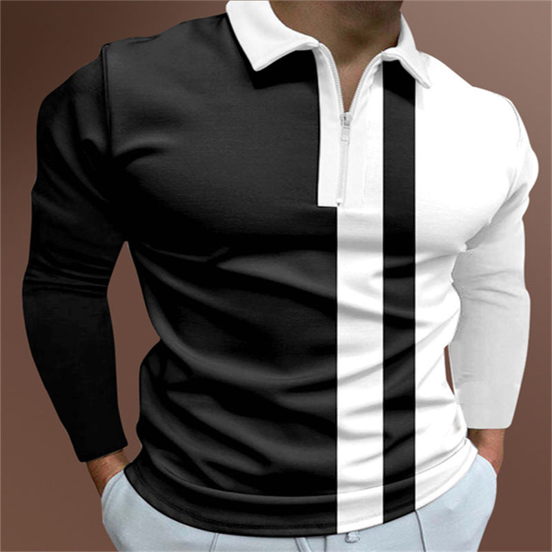 Striped Zip-Neck Polo
