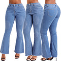 Washed Stretch Flare Jeans