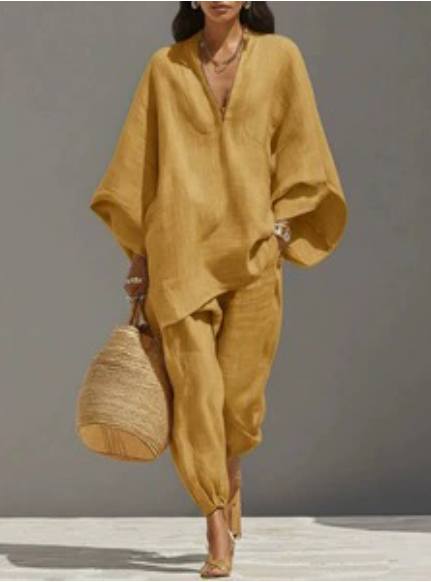 Relaxed Batwing-Sleeve Set