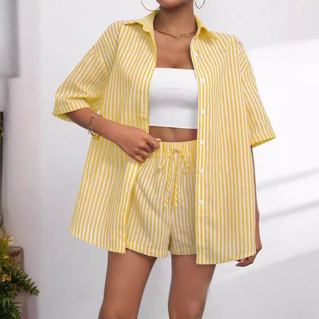 Striped Shirt & Shorts Set